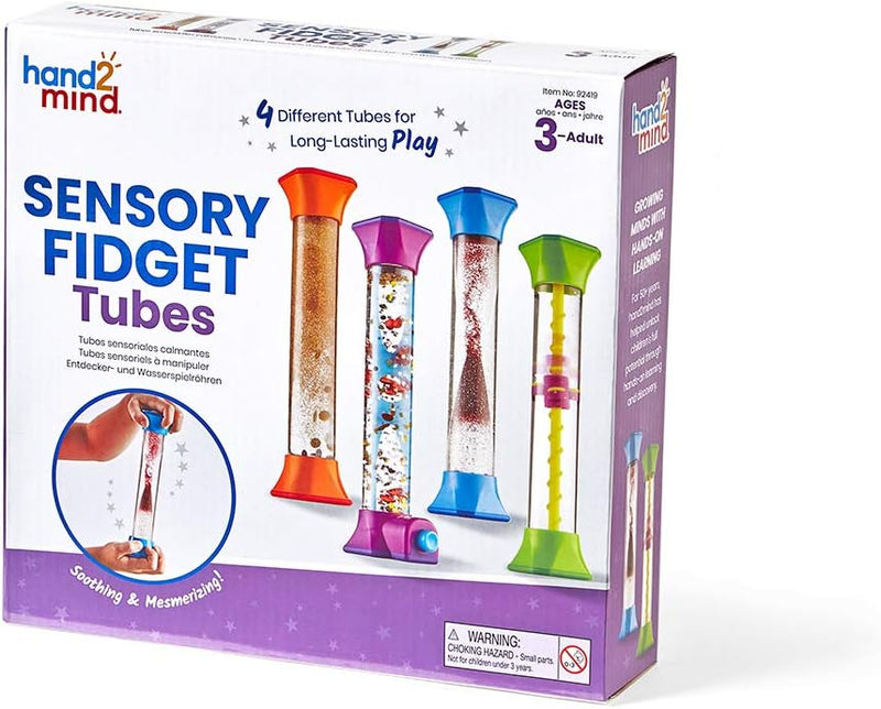 hand2mind sensory fidget tubes for kids, anxiety relief items, calm down corner supplies, classroom toys