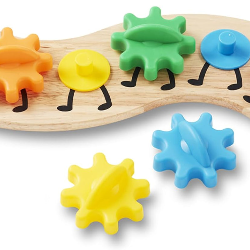 Melissa & Doug Rainbow Caterpillar Gear Toy with 6 Interchangeable Gears | 7 Pcs, Wooden Peg Base, 6 Interchangeable Color Gears, Motor Skill Building Play, Toddler Learning Toys for Kids, Ages 1.5+
