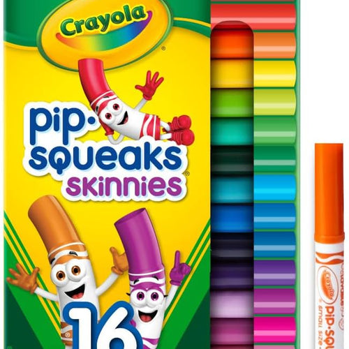 Crayola Pip Squeaks Skinnies Washable Marker Set (16ct), Mini Markers for Toddlers, Thin Coloring Markers for Kids, Spring Crafts Supplies