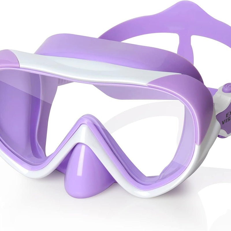 Kids Swim Mask 180° Snorkel Diving Mask, Anti-Fog Child Swim Goggles with Nose Cover No-Leak Swimming Goggles Anti-Shattered Lens for Youth 4-15