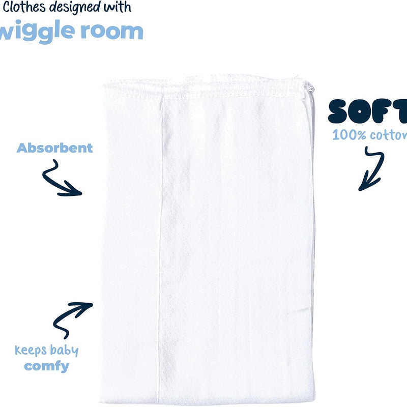 Gerber Unisex Baby Boys Girls Birdseye Prefold Cloth Diapers Multipack White 3-Ply 10 Pack