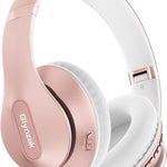 Wireless Bluetooth Headphones Over Ear 65H Playtime HiFi Stereo Headset with Microphone and 6EQ Modes Foldable Bluetooth V6.0 Headphones for Travel Smartphone Computer Laptop Rose Gold