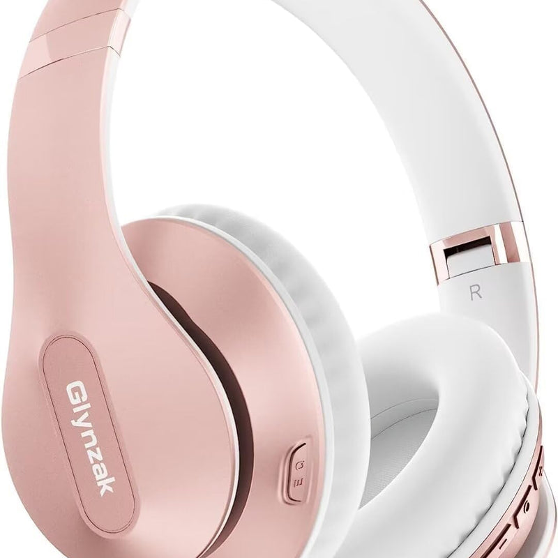Wireless Bluetooth Headphones Over Ear 65H Playtime HiFi Stereo Headset with Microphone and 6EQ Modes Foldable Bluetooth V6.0 Headphones for Travel Smartphone Computer Laptop Rose Gold