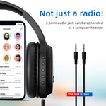 Rechargeable and Portable Personal FM Radio Headphones with Best Reception, Wireless Headset Radio Ear Muffs for Jogging, Mowing, Cycling, Meeting FM Receiver