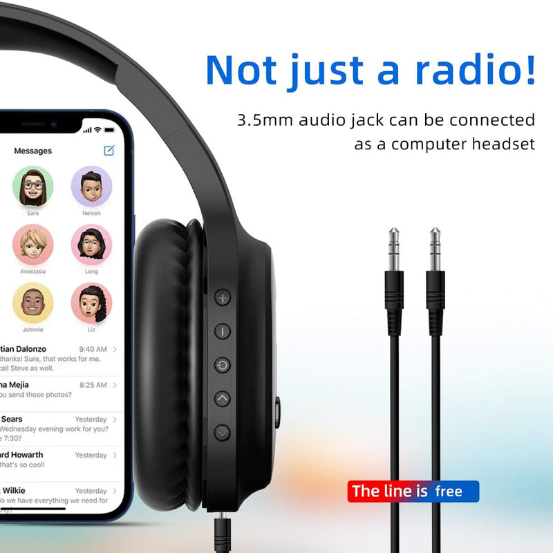 Rechargeable and Portable Personal FM Radio Headphones with Best Reception, Wireless Headset Radio Ear Muffs for Jogging, Mowing, Cycling, Meeting FM Receiver