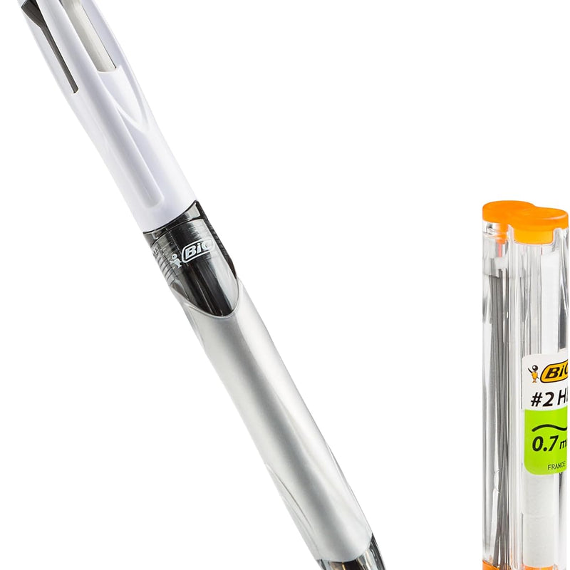 BIC 4-Color 3+1 Retractable Ballpoint Pen with Red, Blue, Black Ink and 0.7 mm Mechanical Pencil, 1-Count in Assorted Ink
