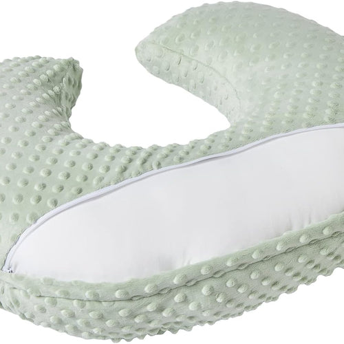 Nursing Pillow and Body Positioner with Premium Slipcover | for Breastfeeding for Baby Boys and Girls, Feeding Pillow with Breathable Comfortable Pillowcase (Green)