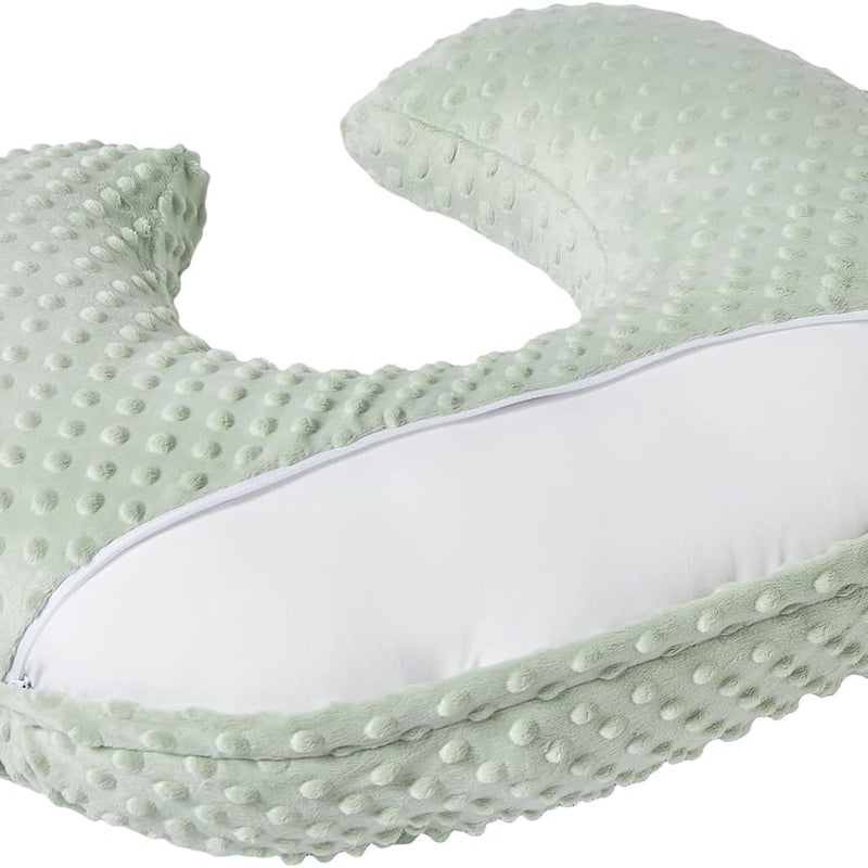 Nursing Pillow and Body Positioner with Premium Slipcover | for Breastfeeding for Baby Boys and Girls, Feeding Pillow with Breathable Comfortable Pillowcase (Green)