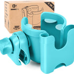 Universal Stroller Cup Holder with Mobile Phone Case, 2-in-1 Strollers Storage Rack, 360 Degrees Rotation Drink Holder for Bike, Pushchair, Wheelchair, Walker,Bicycle, Fits Most Cups