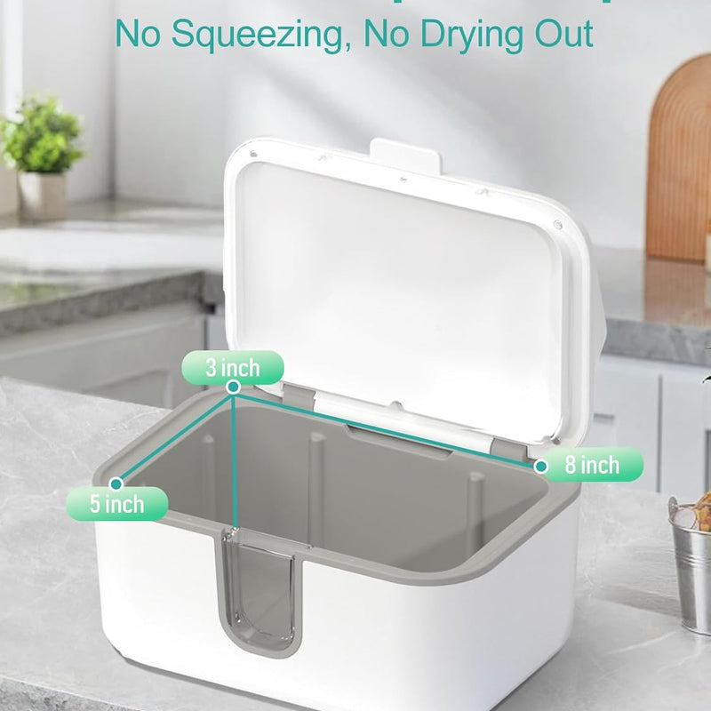 Baby Wipes Warmer, Larger Capacity Wipe Dispenser, Even Heating Diaper Wipe Warmer with Night Light, On/Off Switch, White