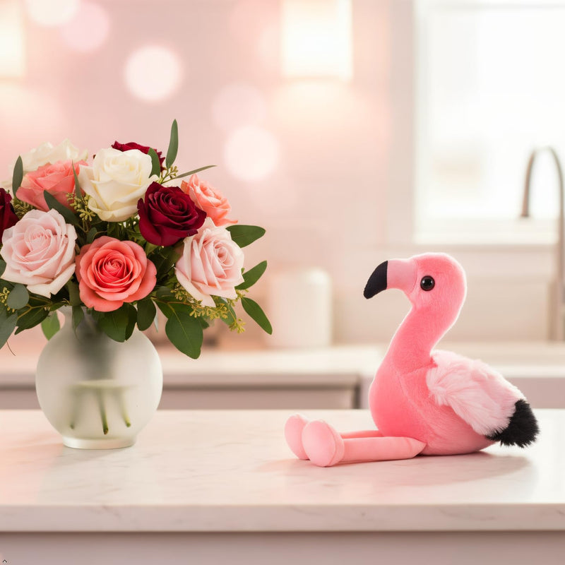 The Petting Zoo Flamingo Stuffed Animal Plushie, Gifts for Kids, Wild Onez Babiez Zoo Animals, Flamingo Plush Toy 6 inches