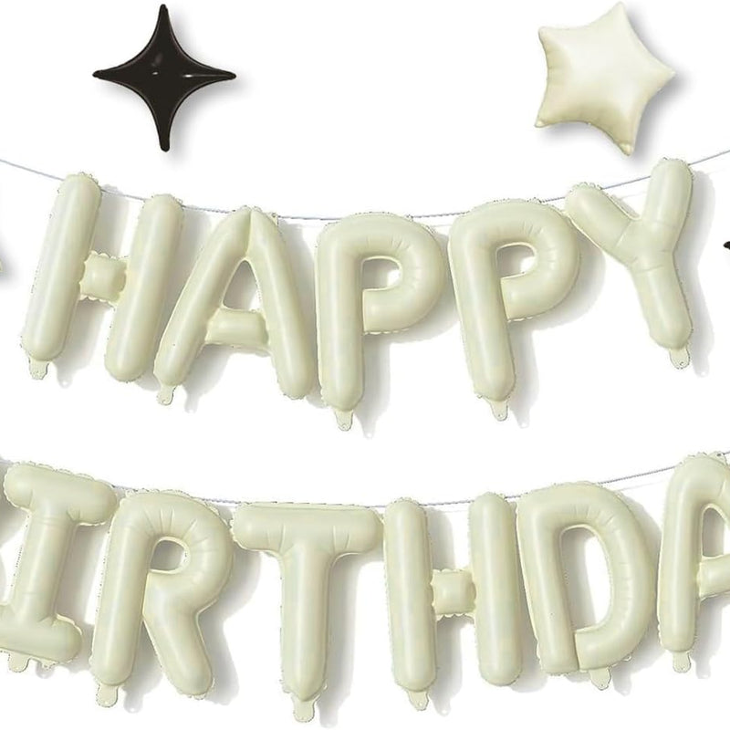 Silver Happy Birthday Aluminum Foil Balloon Decoration Kit for Kids and Adults