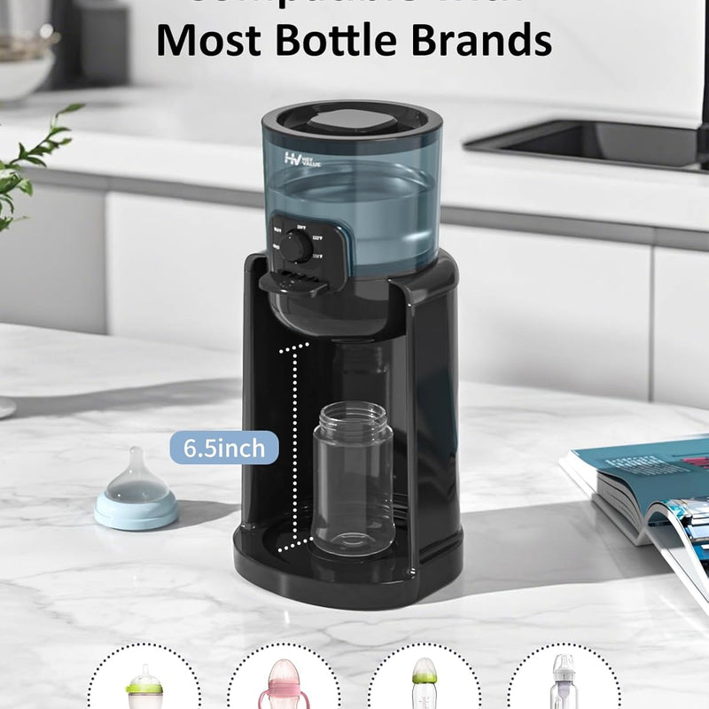 HEYVALUE Water Warmer for Baby Formula with Night Light,Bottle Warmer,Black | 4 Temperature Control & 72H Keep Warm, Detachable Tank, Instantly Dispenses Warm Water, Feed Baby More Easier and Healthier