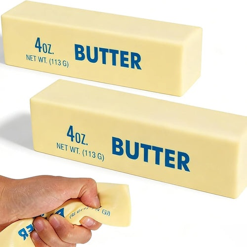 2PCS Butter Squishy Stress Relief Toys, Ultra-Soft Slow Rebound Squeeze Toy, Realistic Bread Style Sensory Fidget for Desk, Anxiety Relief Fun Gift for Adults