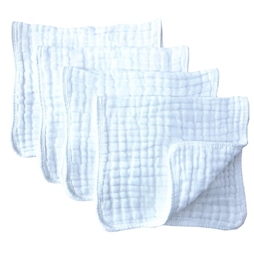 Burp Cloths Large, Muslin Burp Cloths for Baby, Extra Absorbent and Soft, 6 Layers 20 by 10 Inches 100% Cotton (White Large 4 Pack)