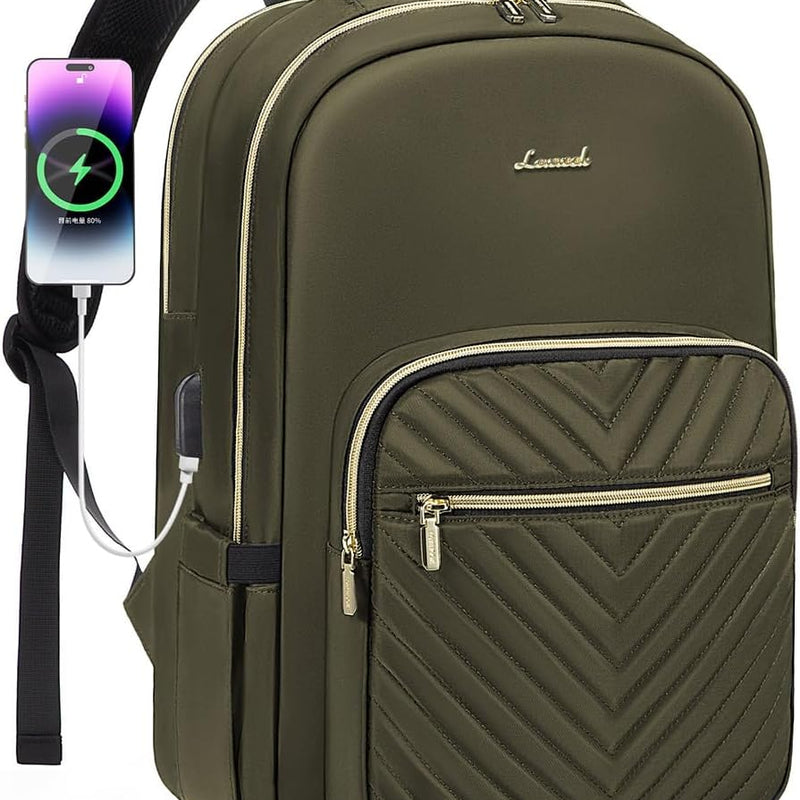 LOVEVOOK Laptop Backpack for Women with Giant Tumbler Holder 15.6 inch,Designer Travel Backpack Laptop Bag College Backpack,Quilted Work Nurse Teacher Backpack Purse Computer Bag Casual Daypack, Black
