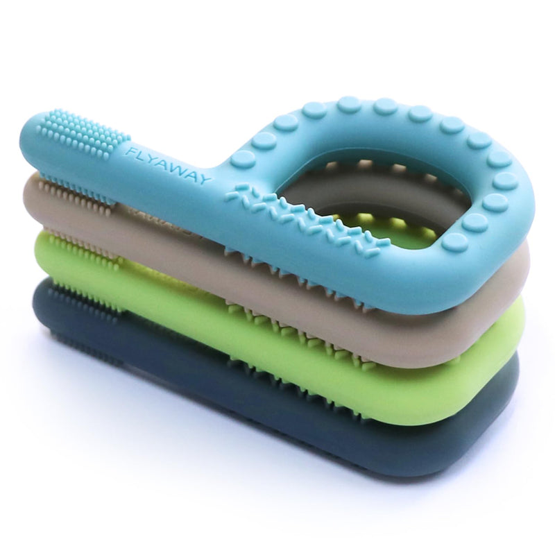 4-Pack Silicone Teething Toys for 3-6 and 6-12 Months Babies, Autism Chew Toys with Textured Surface