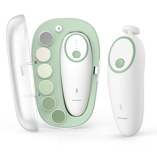 Momcozy Baby Nail File Electric, Gentle Night Light Baby Nail Trimmer | Lowest 3500RPM Safe Baby Nail File,7 Grinding Pads Replacement, Suitable for Whole Family,Newborn Essentials Must-haves,Green
