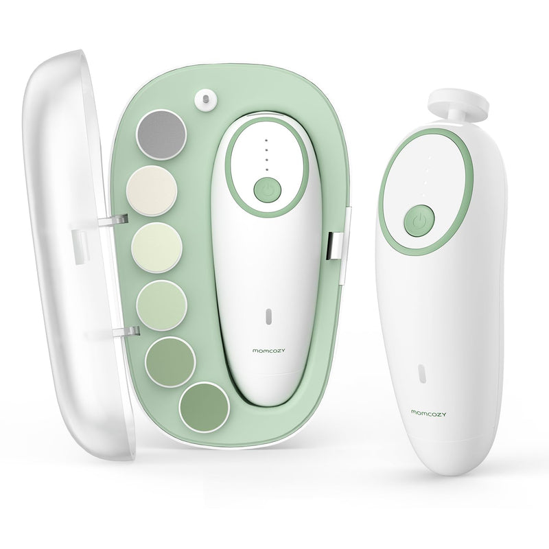 Momcozy Baby Nail File Electric, Gentle Night Light Baby Nail Trimmer | Lowest 3500RPM Safe Baby Nail File,7 Grinding Pads Replacement, Suitable for Whole Family,Newborn Essentials Must-haves,Green