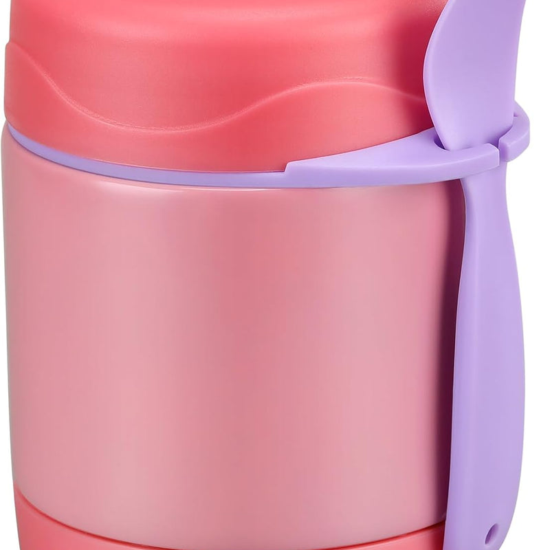 10oz Soup Thermo for Hot Food Kids Insulated Food Jar,Thermo Hot Food Lunch Container, Width Mouth Stainless Steel Lunch Box for Kids with Spoon (Pink-Cute Horse)