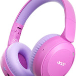 Acer Kids Bluetooth Headphones, 85/94dB Volume Limited, 60H Playtime, Bluetooth 6.0, Lightweight Over-Ear Wireless Headphones for Kids, Toddler Headphones with Built-in Mic, Purple-Green