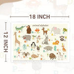 Babebay Disposable Stick-on Placemats 40 Pack for Baby & Kids & Toddler, Sticky Placemats Restaurant Table Mats 12" x 18" (Animal Alphabet)