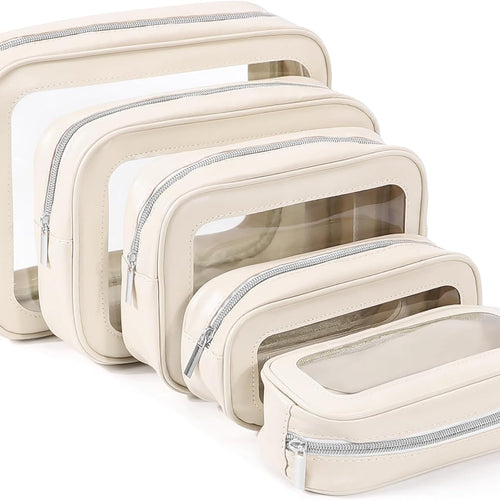 YOPCDJ 5PCS Diaper Bag Organizer Pouch Set, TSA Approved Toiletry Bag，Clear Waterproof TPU Makeup Bag Set Travel Organizer Bags for Women and Kids