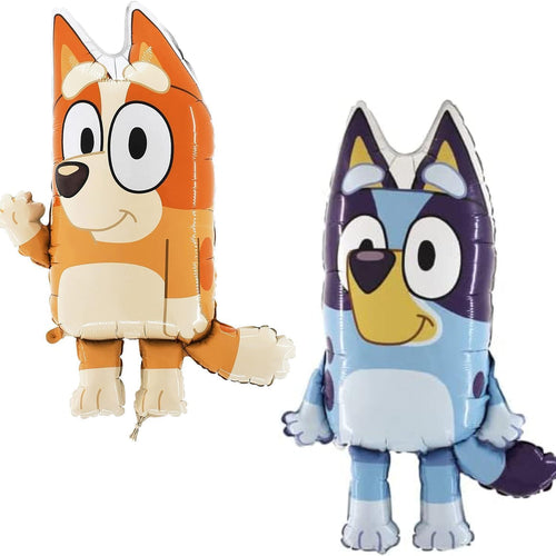 Toyland pack of 2 bluey foil balloons, 1 x 32 inch bluey, 1 x bingo shaped, helium or air fill