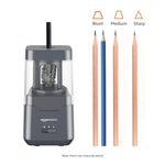 Amazon Basics Portable Electric Pencil Sharpener, Easy to Use, Versatile, Helical Blade, Auto Stop, Battery/USB Cord Operated, Black, 2.87 x 2.87 x 5.3 in