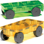 MAGNA-TILES Cars – Green & Yellow 2-Piece Magnetic Construction Set, The Original Magnetic Building Brand