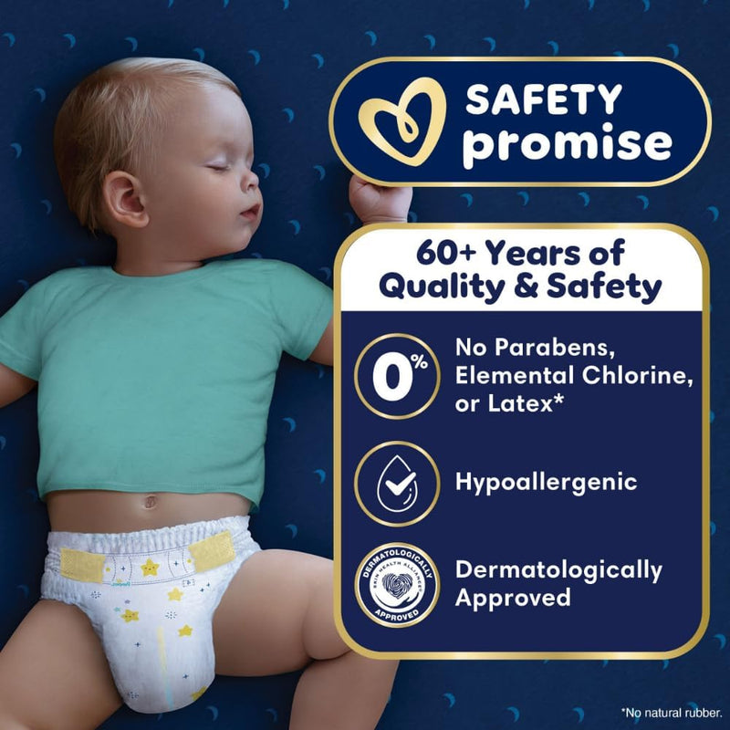 Pampers ZZZ Overnight Diapers, Size 6 (35+ lbs), 72 Count, Nighttime Protection Disposable Baby Diaper, Night Time Leak and Skin Protection