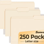 SUNEE Manilla Folders Letter Size (8.5 x 11 inches), 250 Per Box, 1/3 Cut Tab for Easy Labeling and Organization, Durable Standard Paper for Home, Office, School Filing