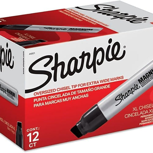 Sharpie Magnum Permanent Markers, Oversized Chisel Tip, Black, 12 Count - Office, Home, Teacher Supplies, Great for Poster Boards