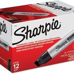 Sharpie Magnum Permanent Markers, Oversized Chisel Tip, Black, 12 Count - Office, Home, Teacher Supplies, Great for Poster Boards