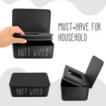 Baby Wipes Dispenser 7.48" L x 4.52" W x 2.75" H (19x11.5x7cm) | Flushable Wipes Container for Bathroom, Diaper Wipe Holder, Black