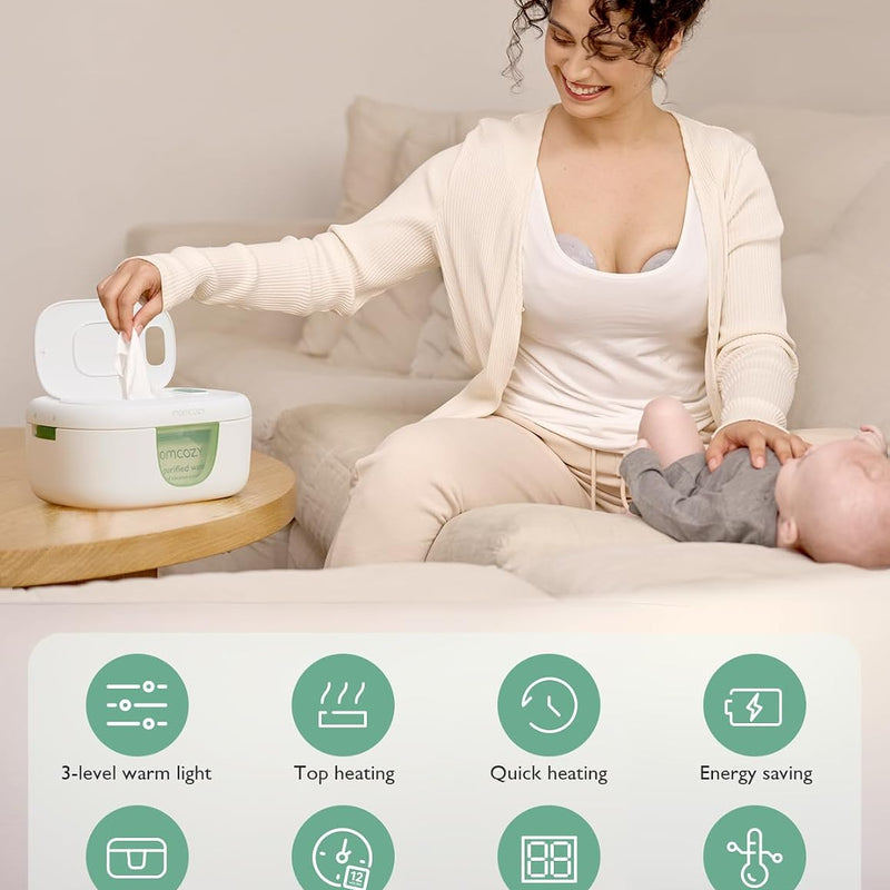 Momcozy Baby Wipe Warmer, Innovative Spring Design,Large Capacity Dispenser | Wipe Warmer with Night Light, Fast and Even Heating, 4 Adjustable Temperature Modes, Baby Shower & Registry Must-haves, Green