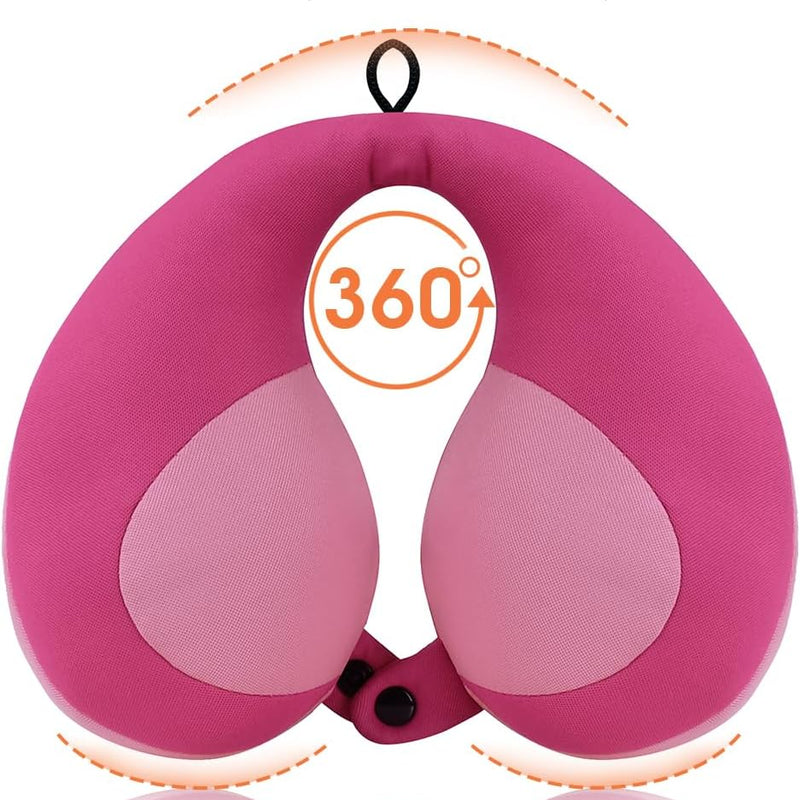 INFANZIA Kids Travel Neck Pillow, Chin Support for Car Seat & Plane, Pink | Helps Support Head and Neck, U Shape Carseat Travel Pillow, for Toddlers and Children, Airplane Road Trips