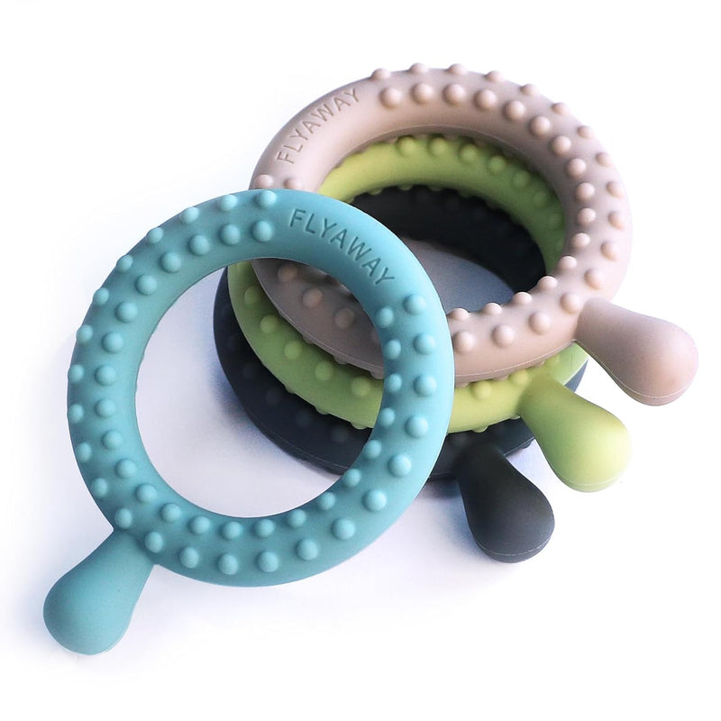 4-Pack Silicone Teething Toys for 3-6 and 6-12 Months Babies, Autism Chew Toys with Textured Surface
