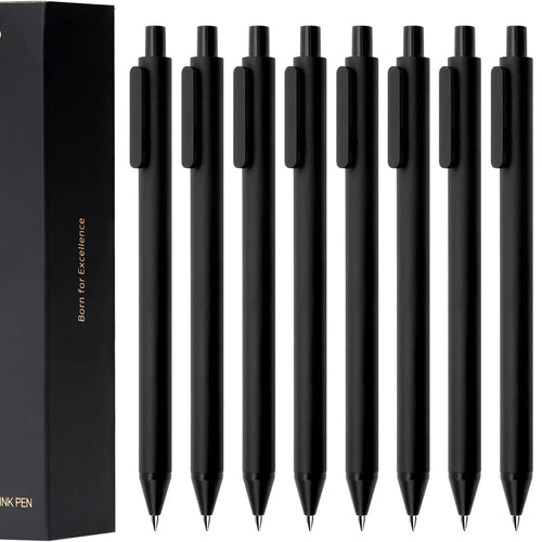 Kaco Gel Pens, 0.5 mm Fine Point, Black Ink 10 Count, Quick Dry Smooth Writing, Aesthetic Office Supplies Refillable Retractable