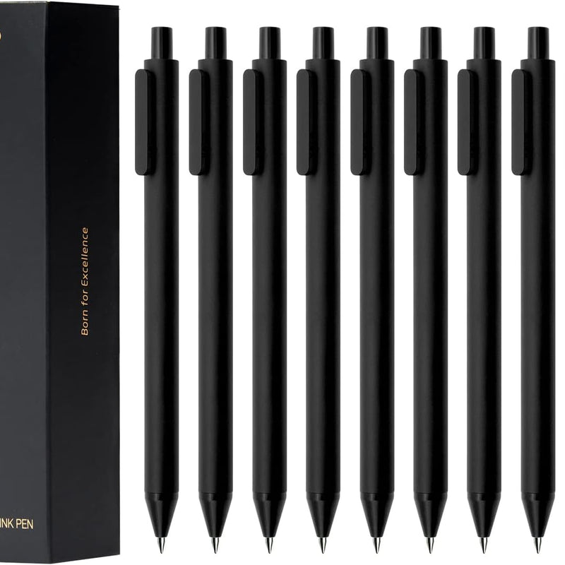 Kaco Gel Pens, 0.5 mm Fine Point, Black Ink 10 Count, Quick Dry Smooth Writing, Aesthetic Office Supplies Refillable Retractable