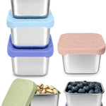 HTEVW 6 Pack Stainless Steel Snack Containers for Kids, 6 oz Toddler Snack Containers with Silicone Lids, Reusable Leak Resistant Food Containers for School Lunch, Daycare, Travel & Portion Control