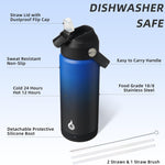 BJPKPK 18oz Insulated Water Bottle, Stainless Steel Bottle with Straw Lid | Soft Silicone Nozzle, Keep Cold & Hot, Leak-Proof BPA-Free Metal Bottle with Flex Handle for Travel, Gym & Everyday Hydration