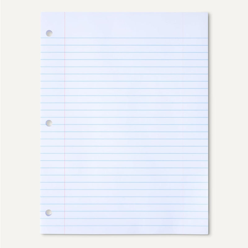 Amazon Basics Wide Ruled Loose Leaf Paper, 10.5" x 8", 150 Sheets, No Binding, White, 1-Pack