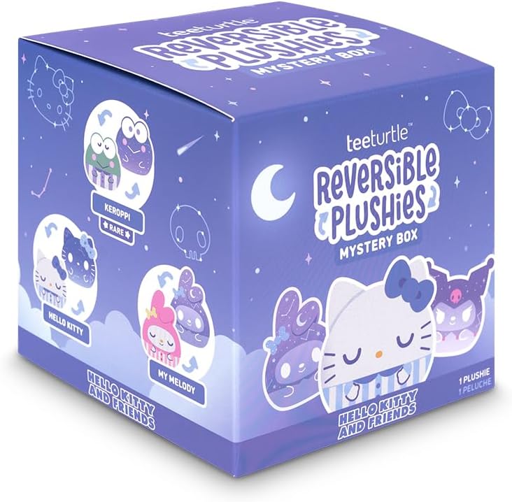 TeeTurtle Hello Kitty and Friends Sanrio Celestial Series Reversible Plushie Mystery Box - 3-Inch Two-Sided Blind Box Plush with Embroidered Details - Cute Surprise Toy for Kids, Teens, and Adult