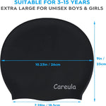 2 Pack Kids Swim Cap for Long Hair, Large Silicone Waterproof Swimming Cap for Age 3-15 Kids Girls Boys Toddler Children Youth Teen, Swim Hat for Braids and Dreadlocks, Keep Hair Dry