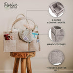 Parker Baby Co. Felt Diaper Caddy Organizer - Large, White | Portable nursery storage bin for diapers, wipes, bottles & baby essentials for home/car. Soft felt, foldable design 13x9x7"