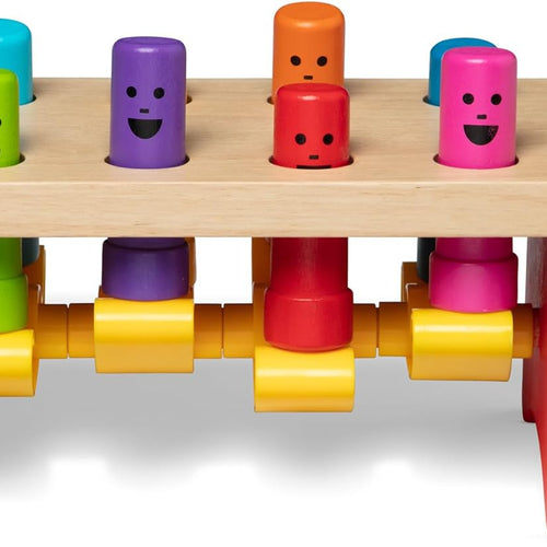 Melissa and Doug Deluxe Pounding Bench Wooden Preschool Learning Toy with Mallet, 10 inches, Ages 2+