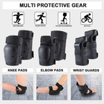 adult 6 in 1 protective gear set for skateboarding biking roller skating cycling sports black