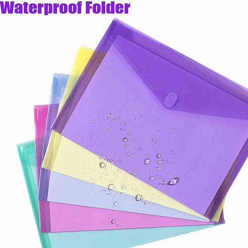 Sooez 12 Pack Plastic Envelopes File Folders, Plastic Folders with Safe Closure, Colored Folder for Documents Organizer Letter/A4 Size, Clear Filing Folder for Office School Supplies Storage, 6 Colors