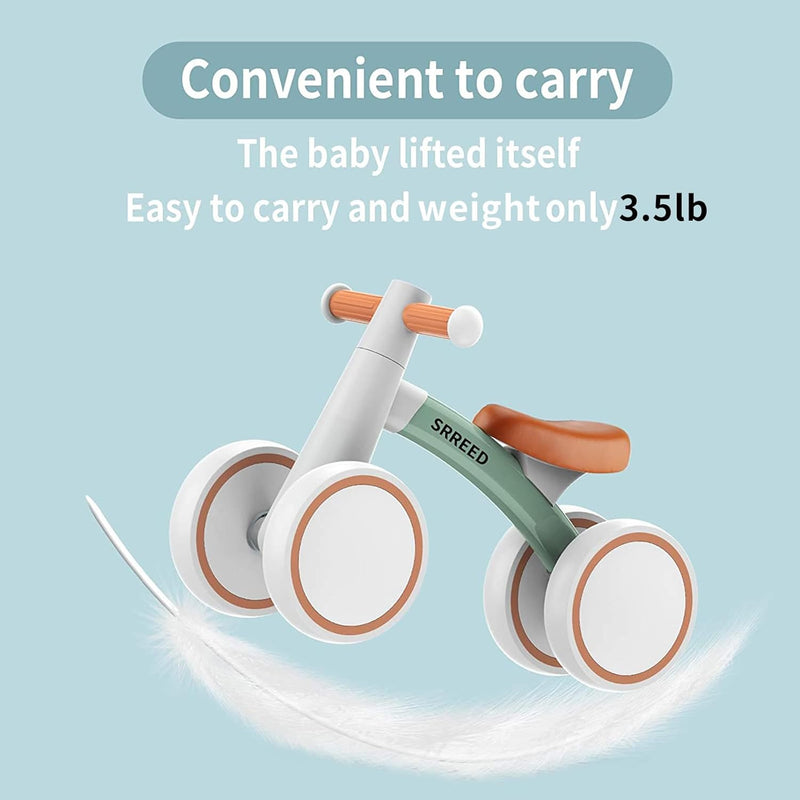 SEREED Baby Balance Bike for 1-2 year olds, Aluminum Frame, 4 Wheels, Sturdy and Comfortable Design